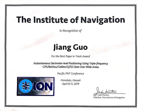 ION GNSS+ 2019 Student Paper Award