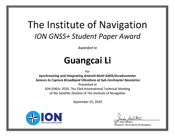 ION GNSS+ 2020 Student Paper Award